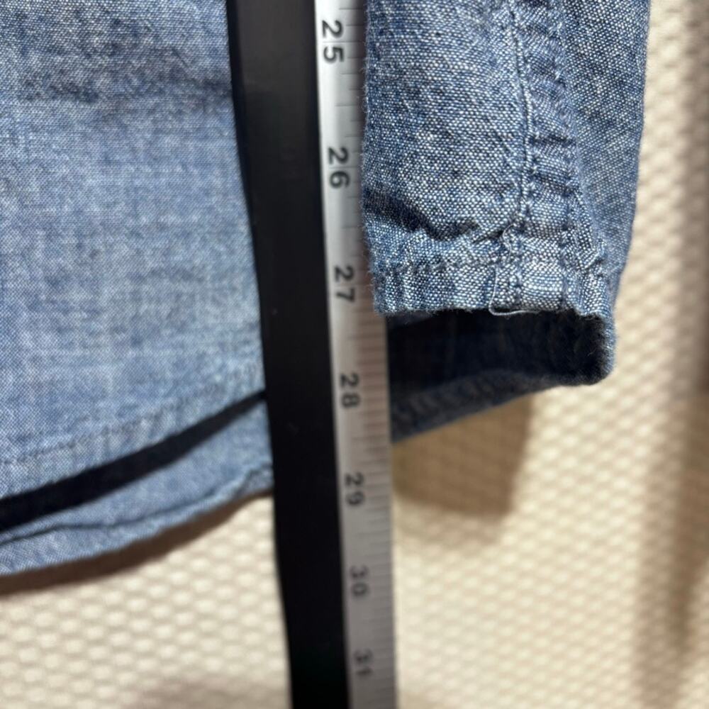 True Craft Mens Medium Blue Chambray Long Sleeve Button Down Shirt Casual Pocket - Picture 6 of 7